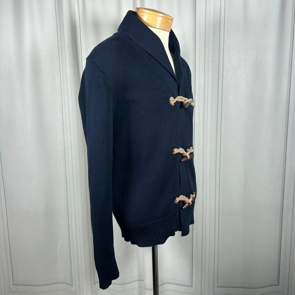 J.Crew Mens Navy Blue Rope Toggle Shawl Collar Cardigan Sweater M
